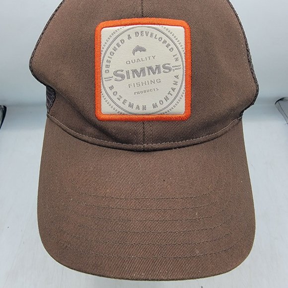 Simms Fishing Products Fly Fishing Snapback Hat Cap Brown Baseball Mesh Back - Picture 5 of 10